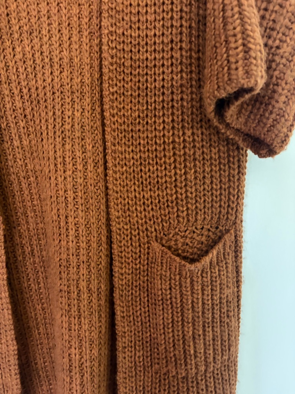 Open-Front Oversized Knit Cardigan - Rust - Picture 2 of 6